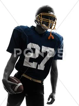 Quarterback american football player man portrait silhouette Stock Photos