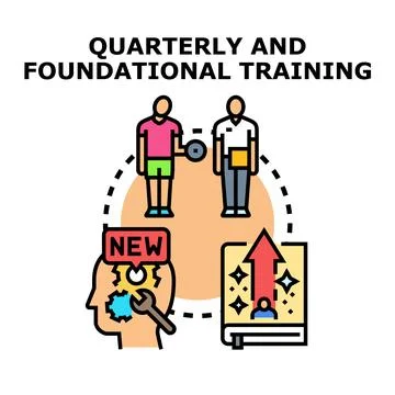Quarterly and foundational training developing skills program Illustrazione stock