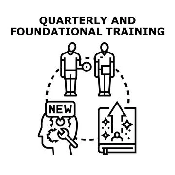 Quarterly and foundational training developing skills program Stock Illustration