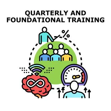 Quarterly and foundational training improving business performance Stock Illustration