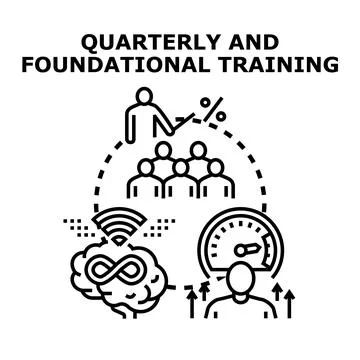 Quarterly and foundational training improving business performance Stock Illustration