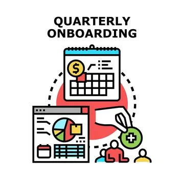 Quarterly onboarding process for new team members Illustrazione stock
