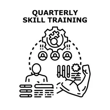 Quarterly skill training program developing employee expertise and growth Stock Illustration