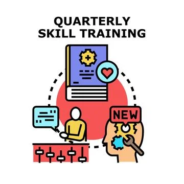 Quarterly skill training program development and improvement Stock Illustration