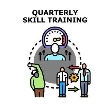 Quarterly skill training program improving worker performance Stock-Illustration