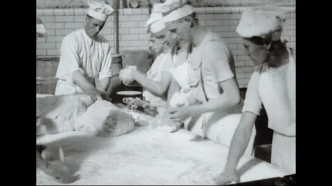 Quartermaster Activities Of The US Army Creating Loaves Of Bread Stock Footage 94777867