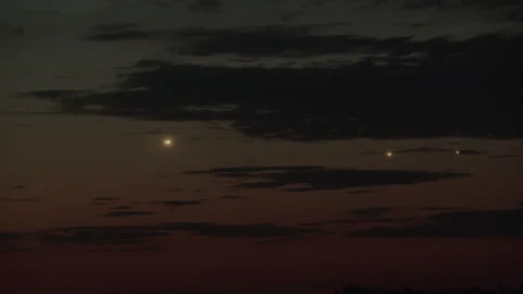 Quartet of airplanes in night sky Stock Footage 270147261