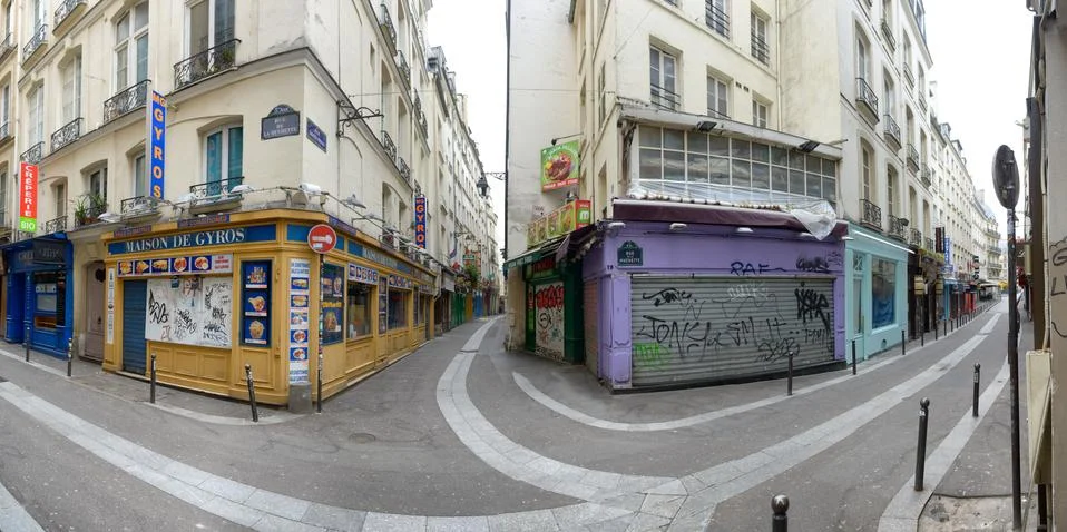 Quartier Latin under lock down. Stock Photos