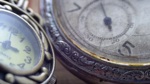 Quartz and mechanical clocks Stock Footage