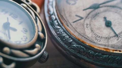 Quartz and mechanical clocks Stock Footage