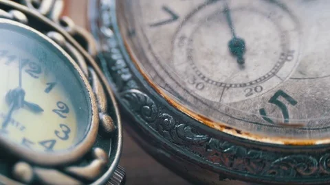Quartz and mechanical clocks Stock Footage