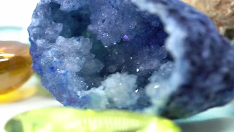 Quartz called gem stone with crystals Video stock 223933704