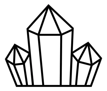 Quartz crystal icon. Solid mineral black outline イラスト素材