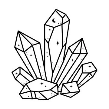 Quartz crystal isolated on white background. Celestial crystal cluster, miner Stock Illustration