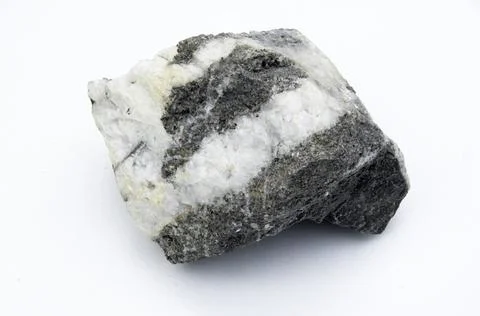 Quartz inside a rock over white background Foto stock