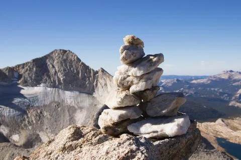 Quartz summit cairn Stock Photos