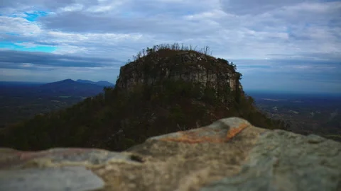 The quartzite monadnock in Pilot Mountain state Park Stock Footage 292633211
