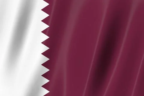 Quatar flag of silk-3D panoramic  illustration Stock Illustration