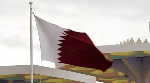 Quatar flag in the wind Stock Footage 55806406