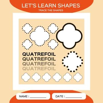 Quatrefoil. Basic geometric shapes. Elements for children. Learn Shapes Stock Illustration