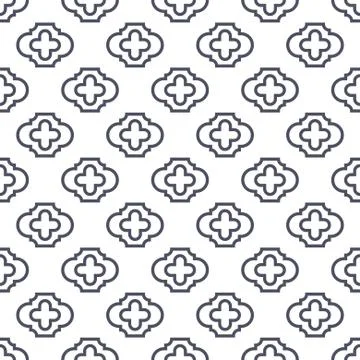 Quatrefoil seamless line vector pattern. Illustrazione stock