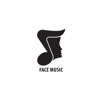 Quaver or Eight Note with Face vector illustration. Face Music logo design .. Ilustración de archivo