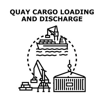 Quay cargo loading and discharge concept illustration Stock Illustration