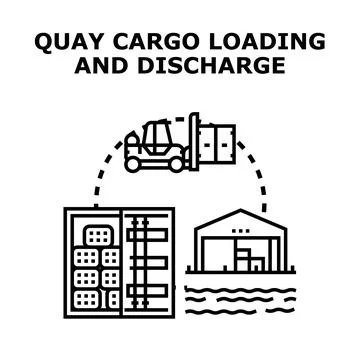 Quay cargo loading and discharge logistics operations Stock Illustration