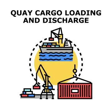 Quay cargo loading and discharge concept illustration Stock Illustration