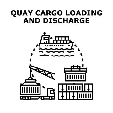 Quay cargo loading and discharge concept Stock Illustration