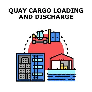 Quay cargo loading and discharge logistics operations Stock Illustration