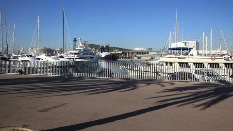 Quay in the harbor, yachts Stock Footage 70965746