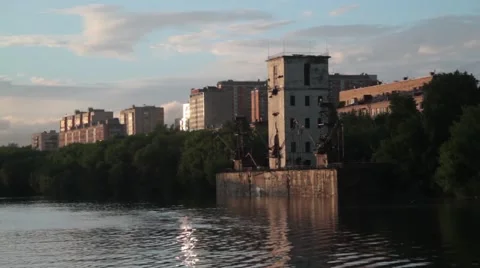 Quay. Moscow river. Summer Stock Footage 52932753