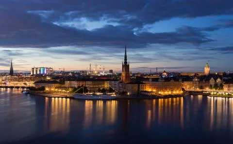 Quay night in Stockholm. Sweden. 30.07.2016 Stock Photos