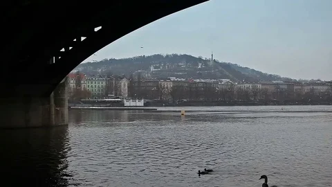 The Quay on the rivers. Stockbeeldmateriaal 83962259