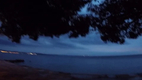 Quay of Trieste, night, sea Stock-Footage 112713048