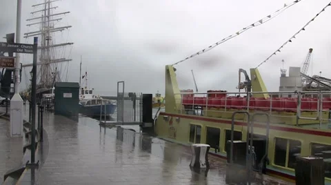 Quayside in the rain Stock Footage 7140557