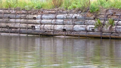 Quayside of the timber. Waterfront the river Stock Footage 78559558