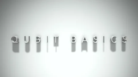 Qubit basics 3D title animation with shadows on a white background Stock Footage 298000538