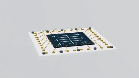 Qubit chip quantum 3d loop white background 3D animation seamless loop Stock Footage 341851035