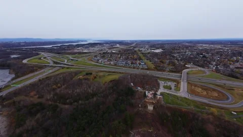 Quebec aerial road and river Stock Footage 320749072