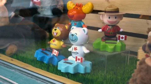 Quebec, Canada - 25 June, 2018: I love Canada toys. Souvenir. Stock Photos