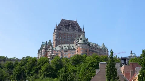 Quebec, Canada - August 04, 2025 : Close Up Beautiful Chteau Frontenac in D.. Video stock 320800642