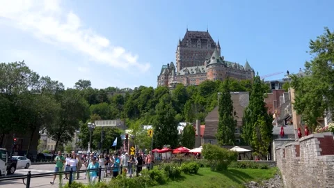 Quebec, Canada - August 04, 2025 : Wide View Chteau Frontenac in Daylight S.. Stock Footage 320800643