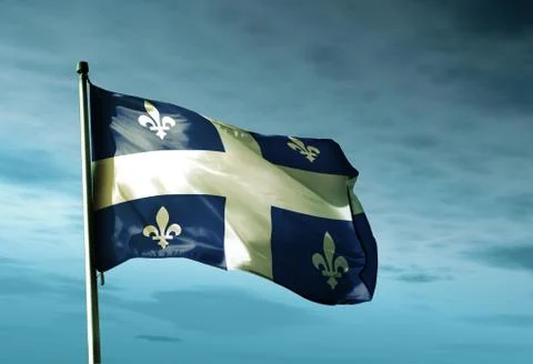 Quebec (canada) flag waving in the evening Illustrazione stock