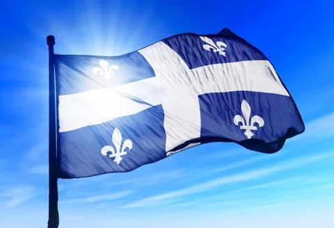 Quebec (canada) flag waving on the wind Stock Illustration