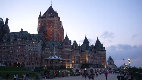 Quebec, Canada - July 14, 2025 : Low Angle Beautiful Chteau Frontenac Famou.. Stock Footage 320800600