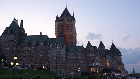Quebec, Canada - July 14, 2025 : Tilt Up to Chteau Frontenac Famous Hotel a.. Stock Footage 320800605