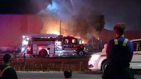Québec, Canada - July '24 - Raging Toxic Factory Inferno 8K Clip Series 14/124 Stock Footage 282905815