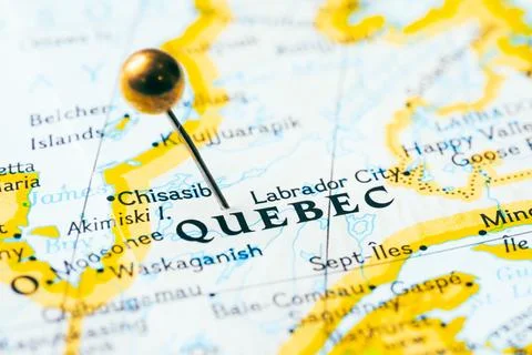 Quebec Canada Map Location Pin Geographic Navigation Concept Stock Photos